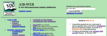 La pagina principale di Aib-Web